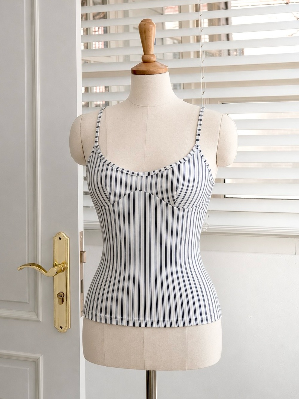 🌼 3/$15 SHEIN White Tank Top with Navy Stripes